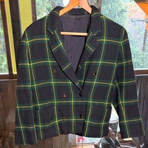 Vintage Marella Plaid Double-Breasted Women's Jacket made in Italy
